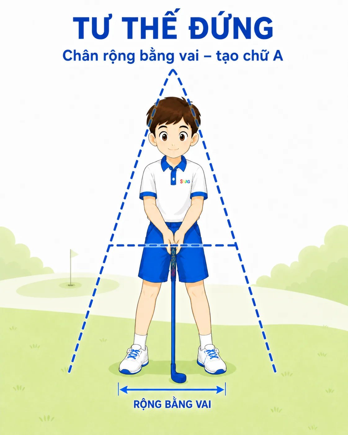 Tư thế đứng (stance) chuẩn trong golf cho người mới